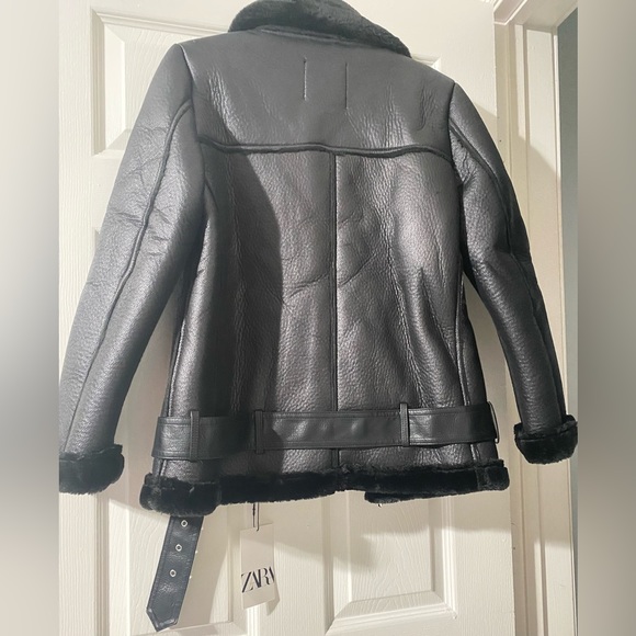 @@@ZARA@@@Zara Biker Belted Double-Faced Jacket. - Picture 6 of 16
